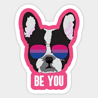 BE YOU - Boston Terrier Dog Bi Bisexual Pride Flag Sticker